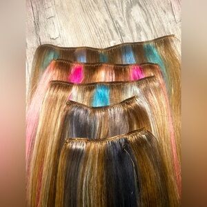 7 pc human hair clip in custom colored BNWOT